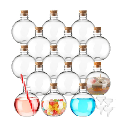 Jinei 15 Pcs 6 oz Plastic Potion Bottles with Cork,Wood Color,Cork