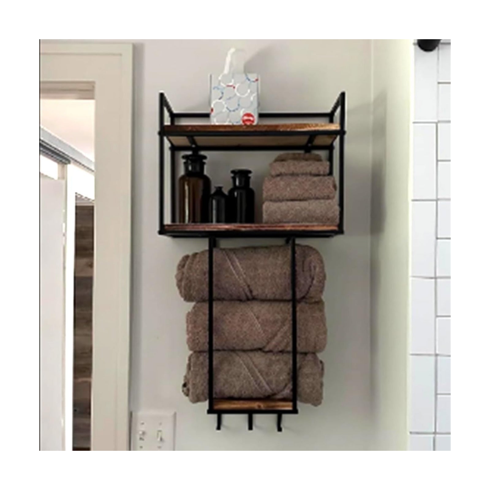 Towel Rack Wall Mounted - Space-Saving Design for Small Bathrooms | Versatile Organizer for Towels, Blankets, and More