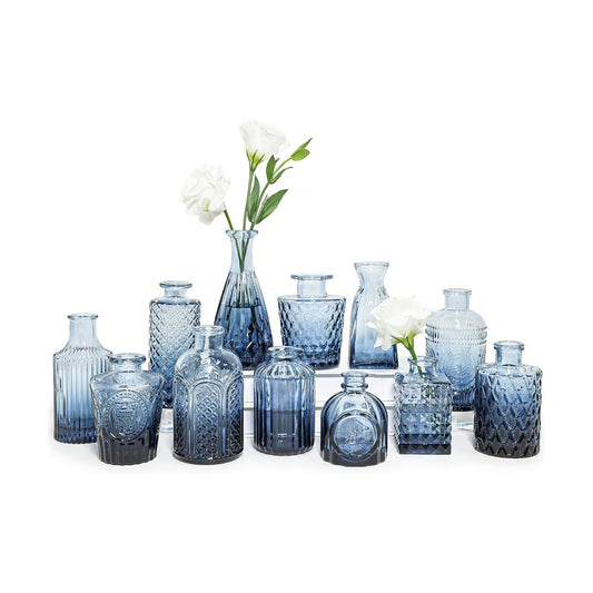 Glass Bud Vase / Blue / Set of 12