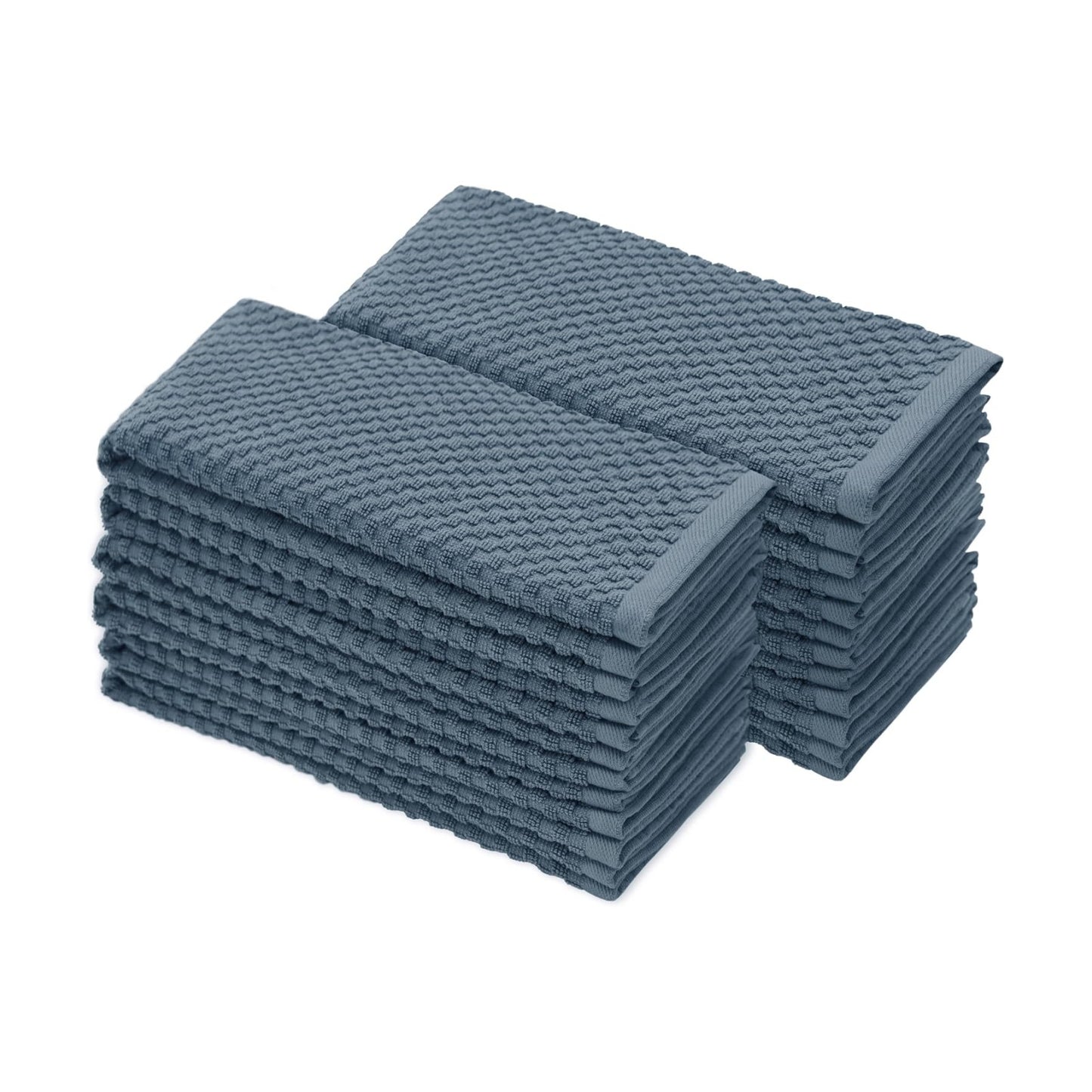 COTTON CRAFT Amazing Kitchen Towel - 12 Pack 100% Cotton Waffle Terry Towel | Blue - 16x28 inch Euro Café Waffle Weave