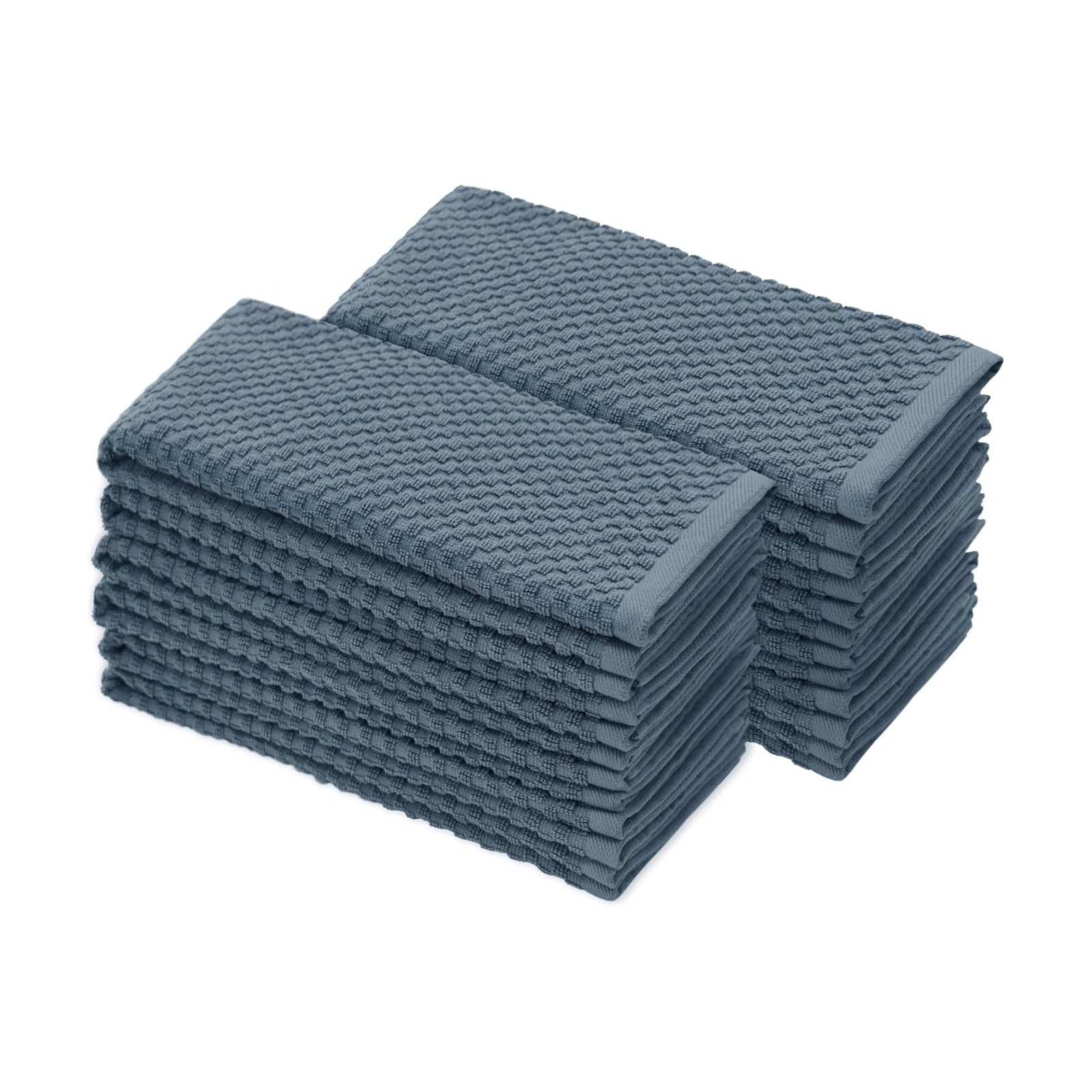 COTTON CRAFT Amazing Kitchen Towel - 12 Pack 100% Cotton Waffle Terry Towel | Blue - 16x28 inch Euro Café Waffle Weave