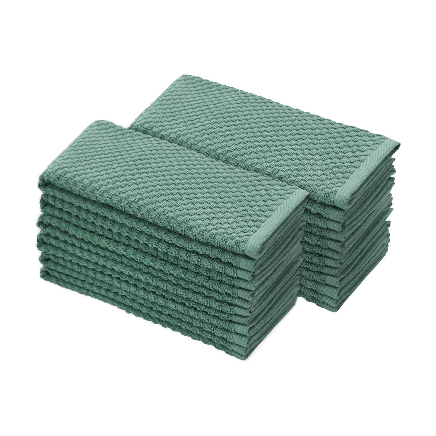 COTTON CRAFT Amazing Kitchen Towel - 12 Pack 100% Cotton Waffle Terry Towel | Seafoam 16x28 inch Euro Café Waffle Weave