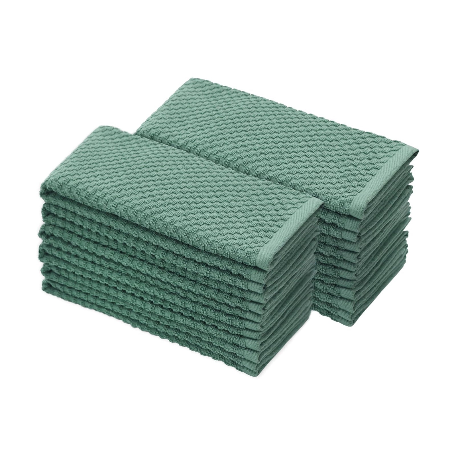 COTTON CRAFT Amazing Kitchen Towel - 12 Pack 100% Cotton Waffle Terry Towel | Seafoam 16x28 inch Euro Café Waffle Weave