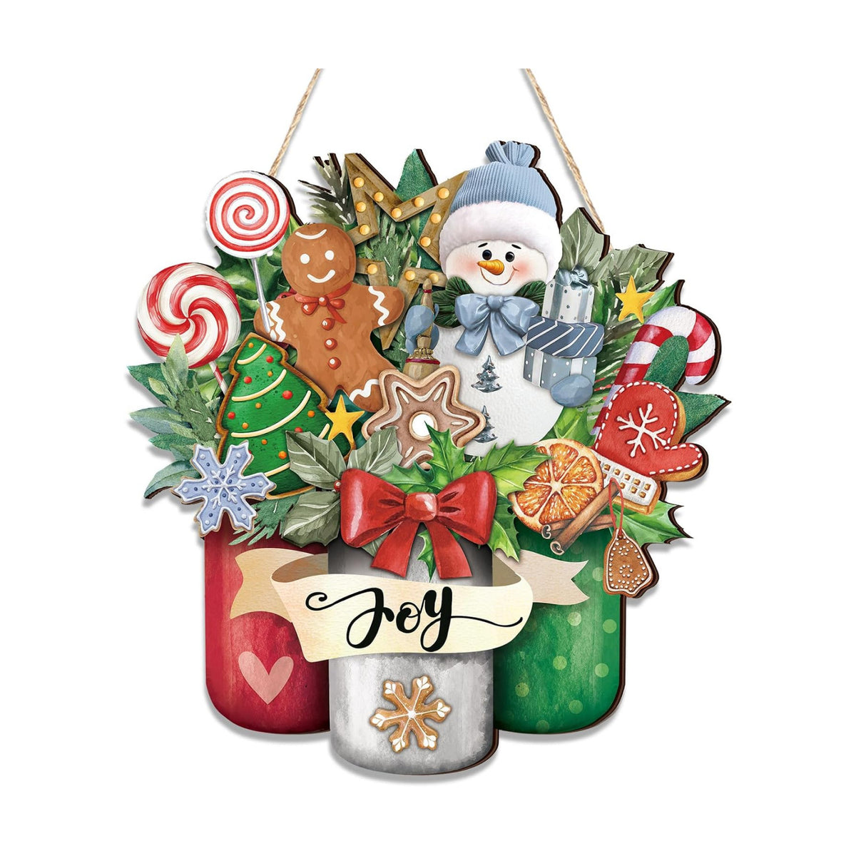 Boao Christmas Welcome Door Hanger, Snowman Door Sign Decor