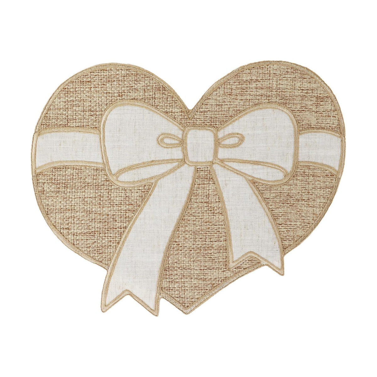 Feuille Valentines Placemat Set of 4,Farmhouse Burlap Heart Bow Valentines Day & Anniversary Placemat Rustic Table Decor for Dining Table