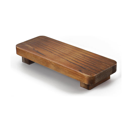 Farmhouse Wood Tray Rustic Wooden Pedestal Decorative Wood Riser / Dark Brown / 3.9"lx 1.6"W x 9"H