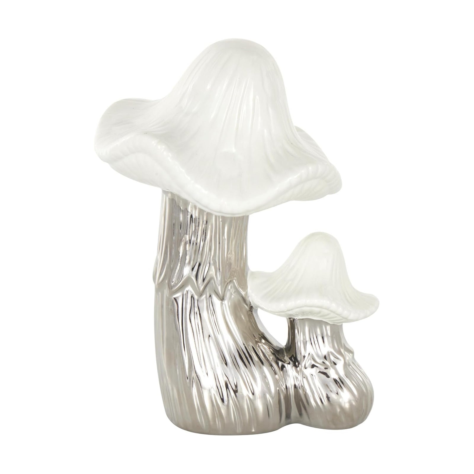 Ceramic Mushroom Decorative Sculpture Home Decor Statue / Silver