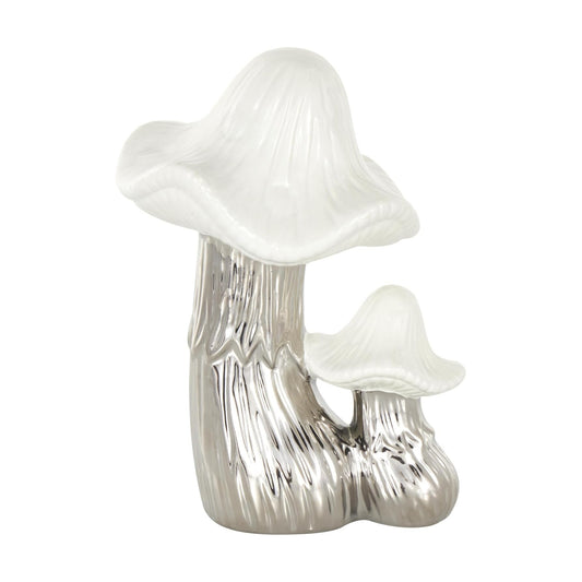 Ceramic Mushroom Decorative Sculpture Home Decor Statue / Silver