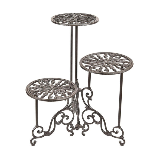 Sungmor Cast Iron Plant stand, 24 Inches Tall 3 Tier Foldable Design | Heavy Duty Rustic Metal Holder for Indoor Corner