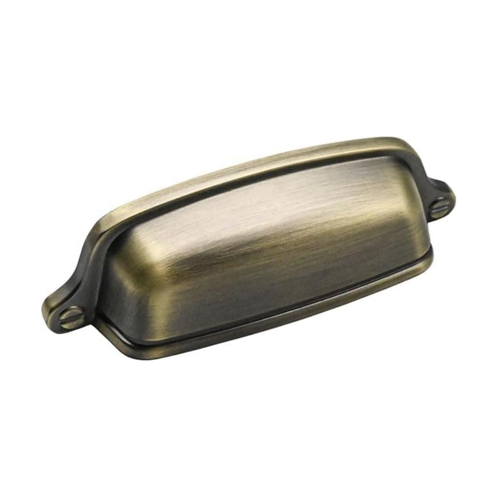 Vintage Drawer Pulls Cabinet Cup / Cup Pulls 3 Inch Hole Center / Brushed Antique Brass / 3 Inch