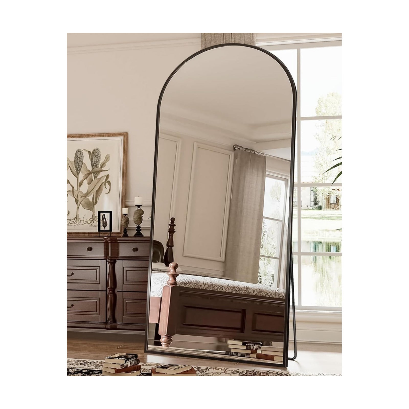 Antok 71" x26” Arched Full Length Mirror, Floor Mirror with Stand,Black