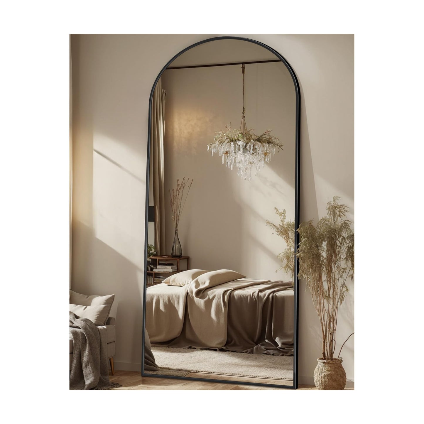 Antok 71" x28” Arched Full Length Mirror, Floor Mirror with Stand,Black