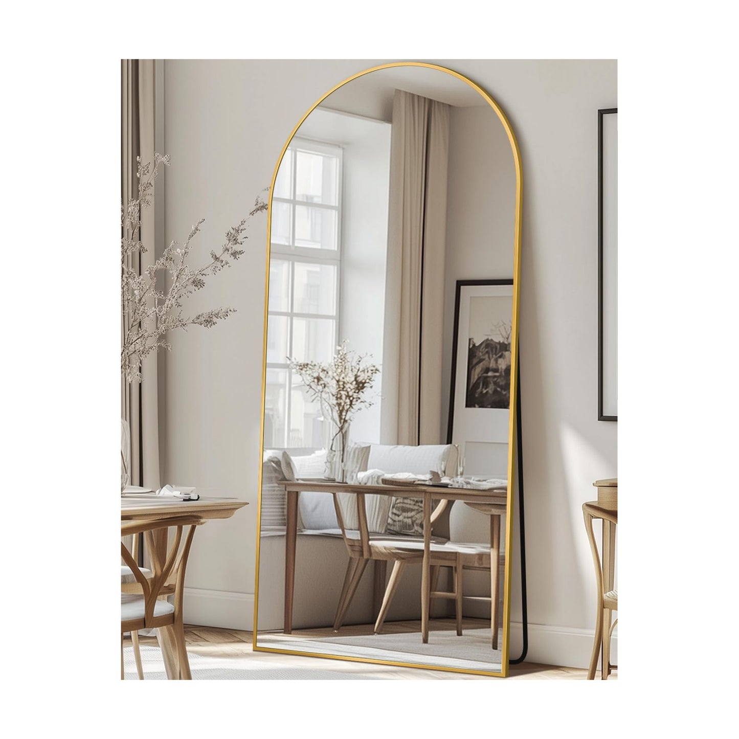 Antok 71" x26” Arched Full Length Mirror, Floor Mirror with Stand,Gold