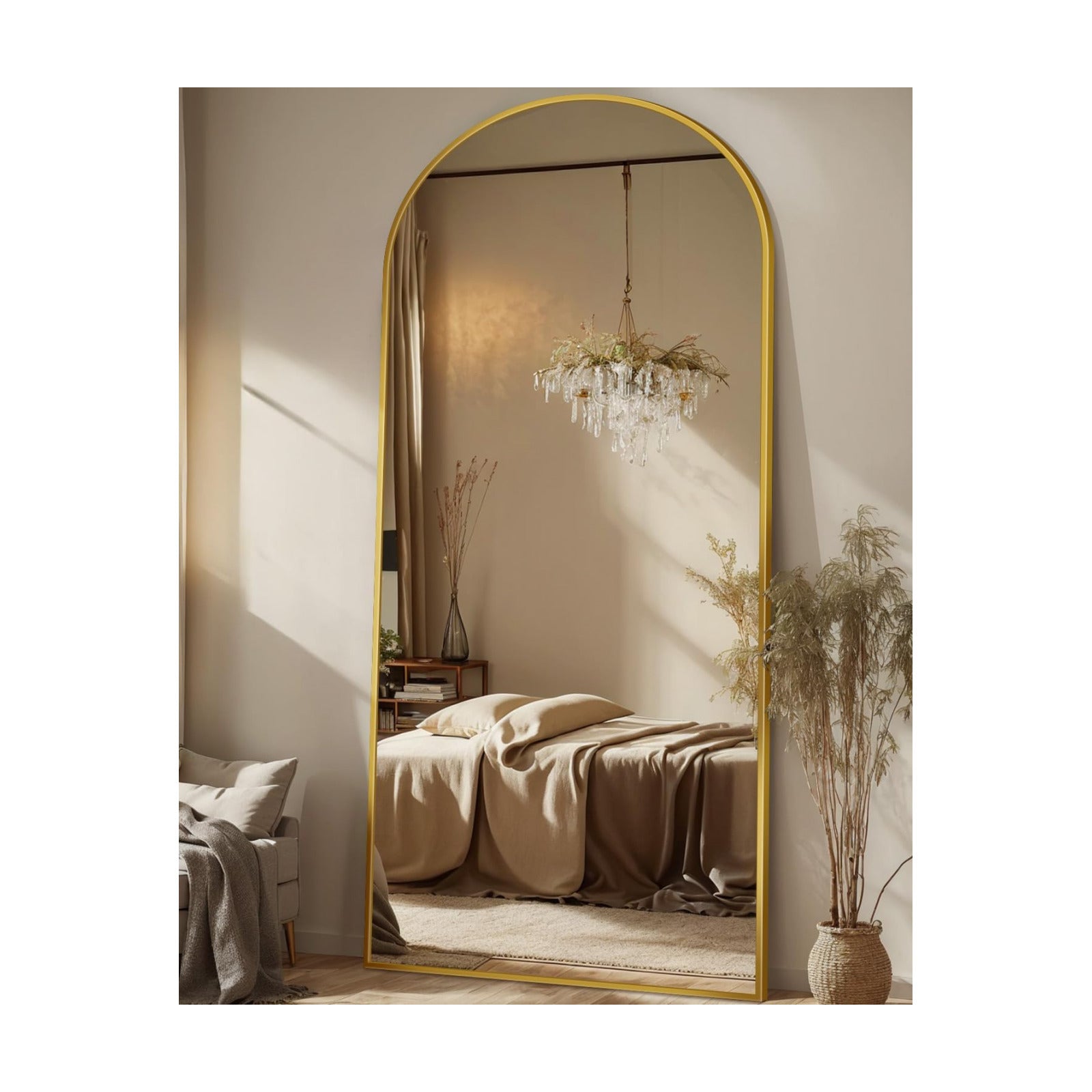 Antok 71" x28” Arched Full Length Mirror, Floor Mirror with Stand,Gold