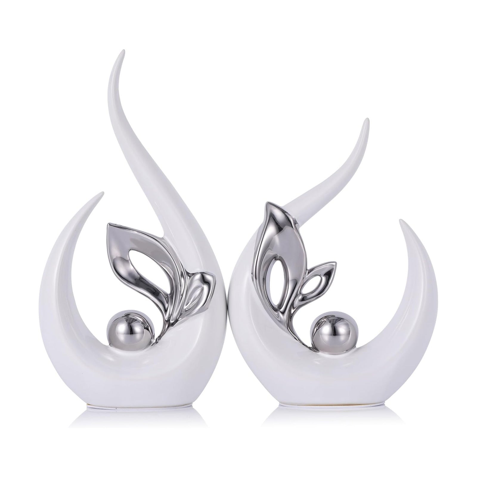 Ceramic Art Statue Cool Stuff to Put on Shelves&tv Stand Decor / White Silver / 9.4in/h