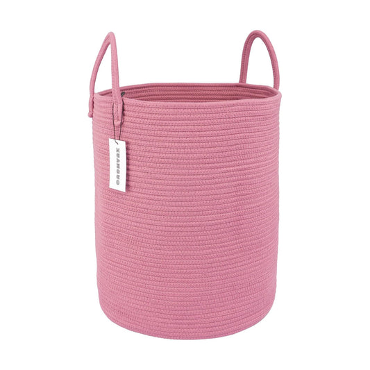 Cotton Rope Laundry Basket Hamper for Clothes Woven Storage Basket / Grape Purple / Regular