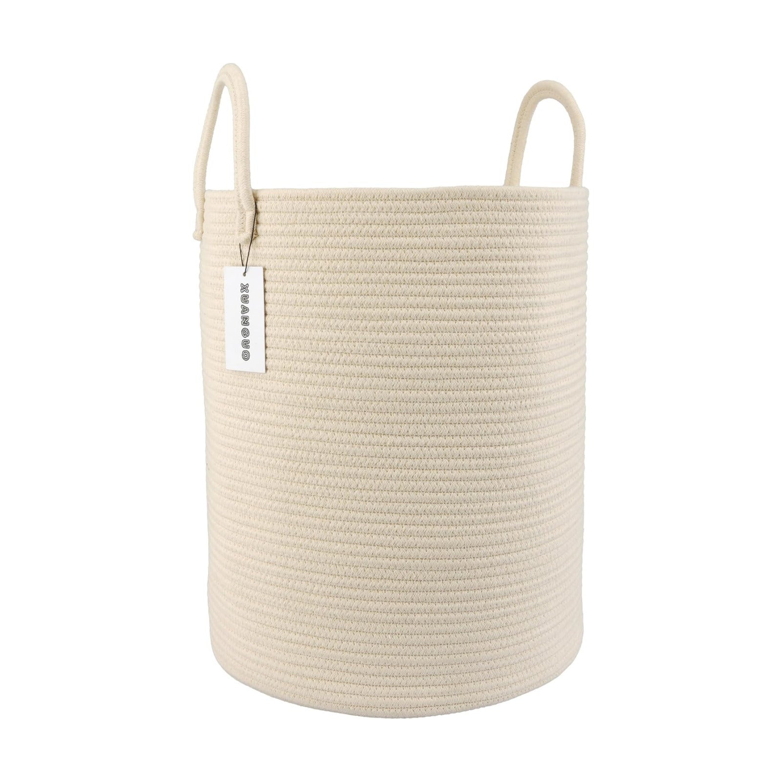 Cotton Rope Laundry Basket Hamper for Clothes Woven Storage Basket / Beige / Regular