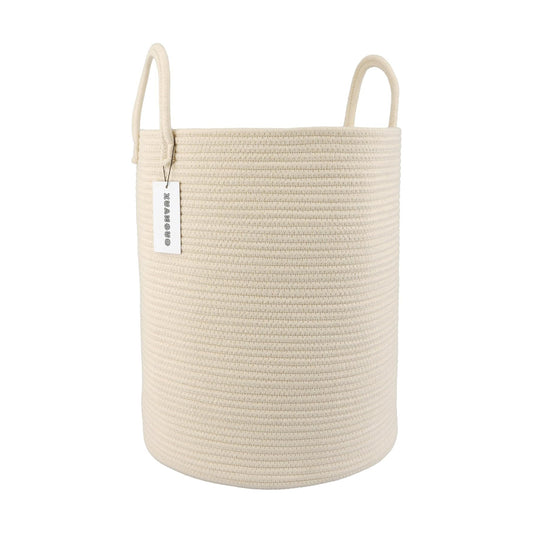 Cotton Rope Laundry Basket Hamper for Clothes Woven Storage Basket / Beige / Regular