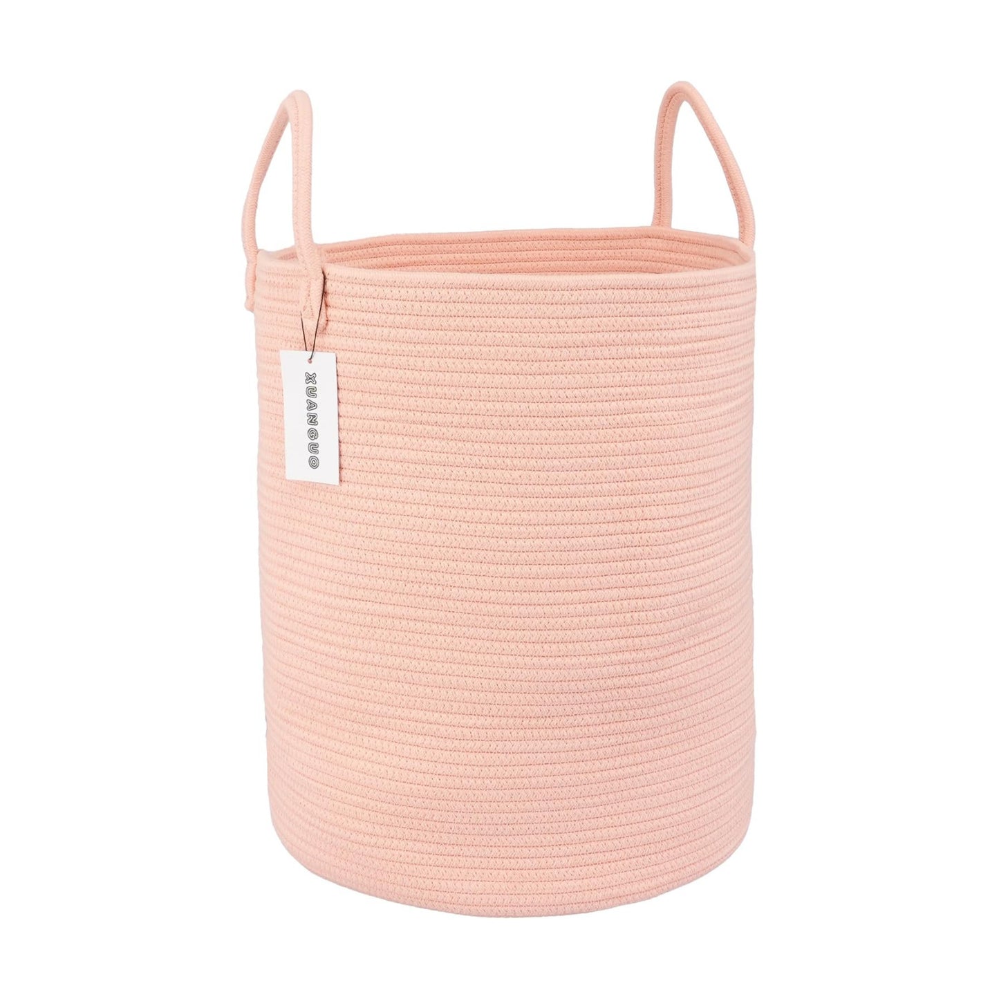 Cotton Rope Laundry Basket Hamper for Clothes Woven Storage Basket / Coral Pink / Regular