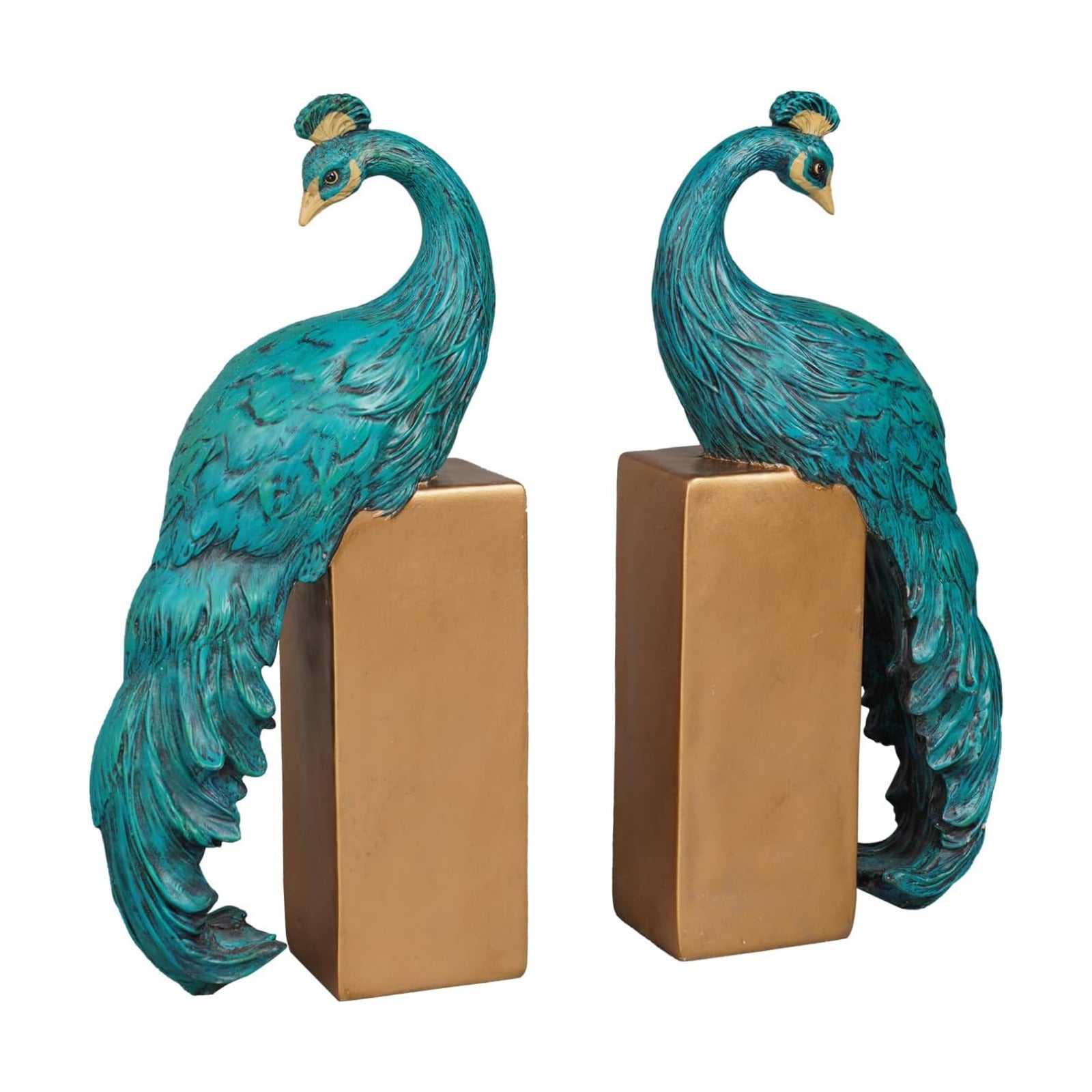 Resin Peacock Non-Skid Decorative Bookends Bird Bookends Modern / Peacock Bookends / Set of 2