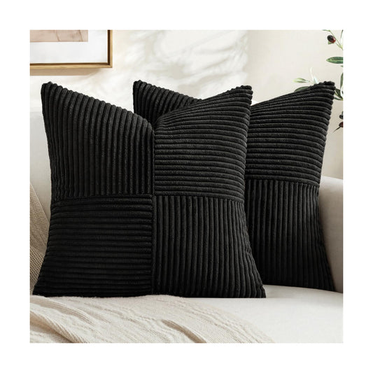 MIULEE Black Decorative Throw Pillow Covers for Couch 18x18 Inch