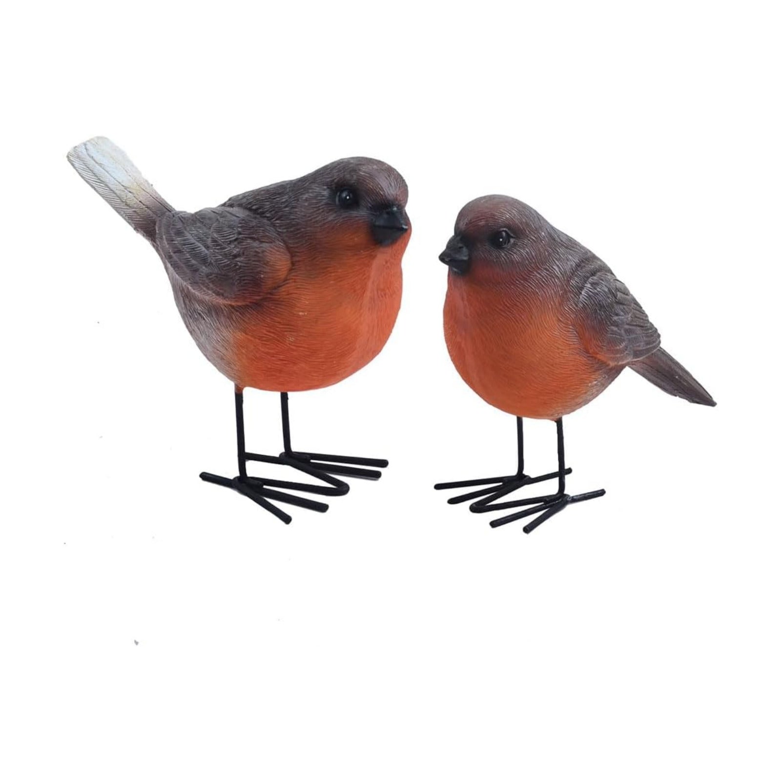Robin Bird Metal Handmade Craft Statues Figures Decor Accents Living Room Tabletop Mantel / Set of 2