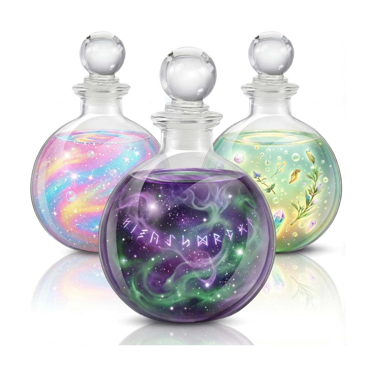Tessco for you 3 Pcs 8.5 oz Glass Potion Bottles with Cork, Stylish