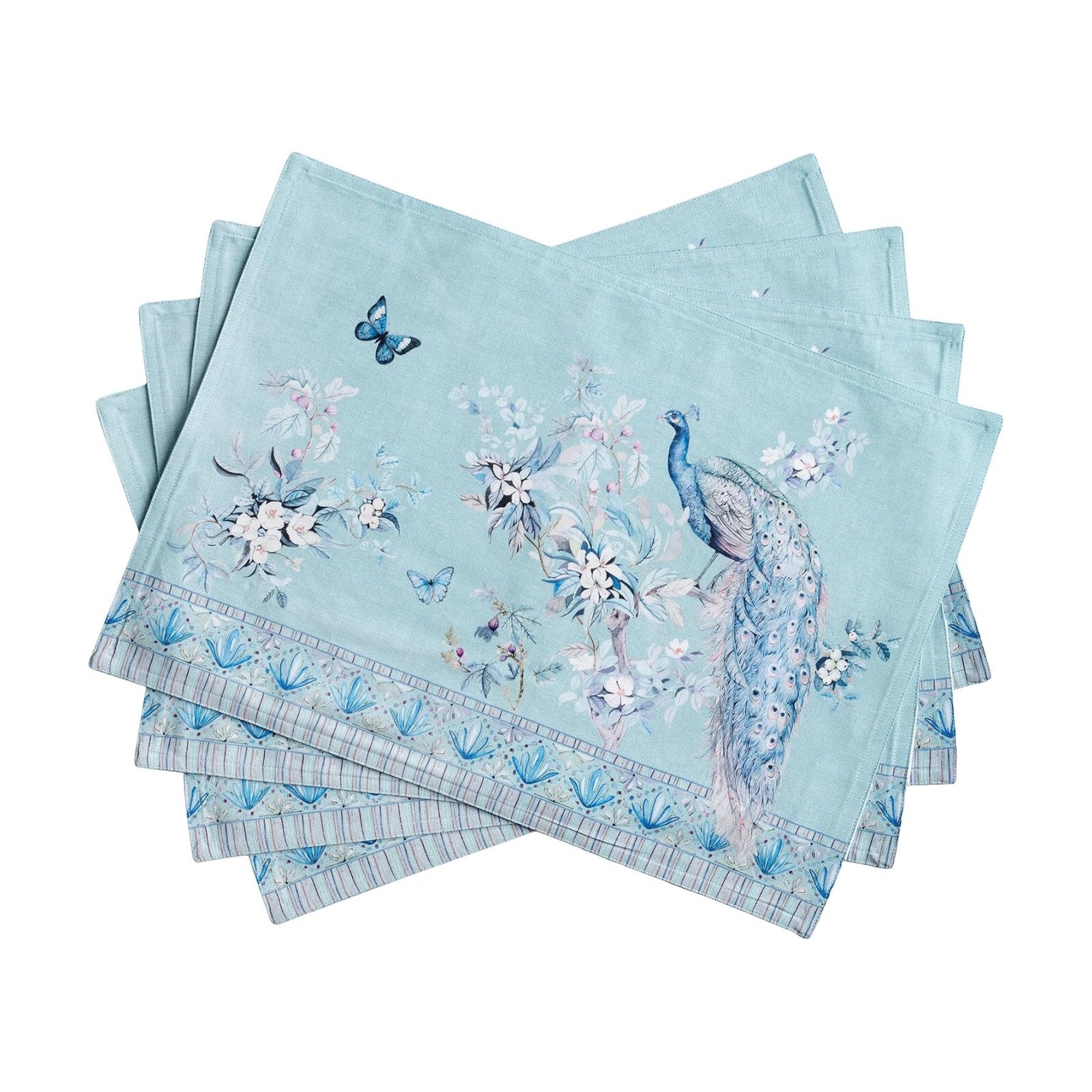 Maison d' Hermine Placemats Set of 4 Reusable 100% Combed Cotton (13"x19") | Cloth Place Mats Washable Table Mats for