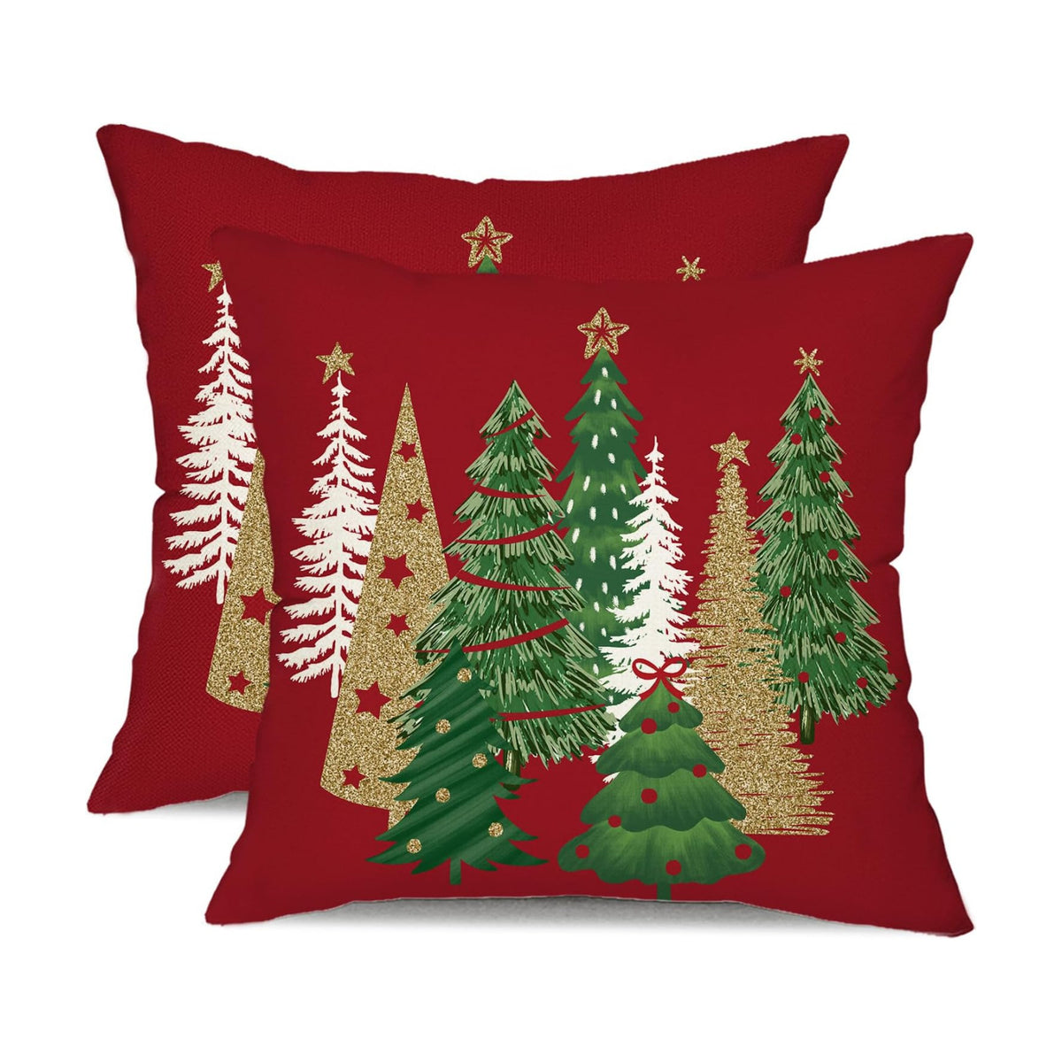 DFXSZ Christmas Pillow Covers 18x18 Inch Set of 2 Xmas Tree Decorative Red Throw Pillows Winter Christmas Decor for Home Couch TH-50C18