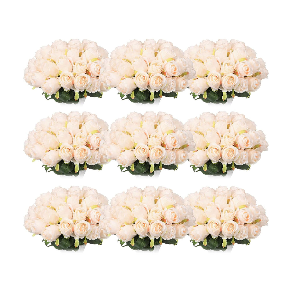 Jexine 100 Pcs Artificial Roses Flowers Bulk, Beige