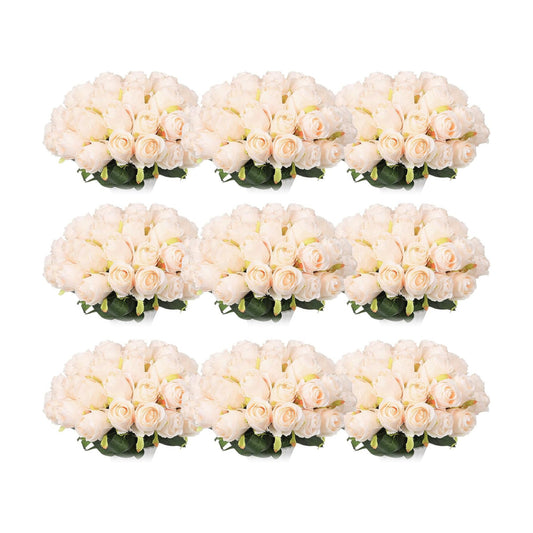 Jexine 100 Pcs Artificial Roses Flowers Bulk, Beige