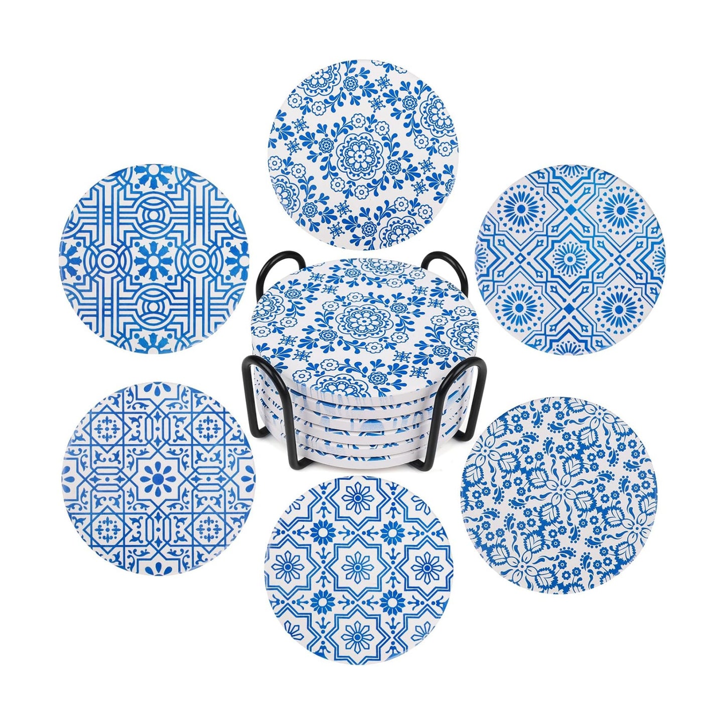 Holder / Blue and White Style Ceramic Drink Coaster / Blue Print