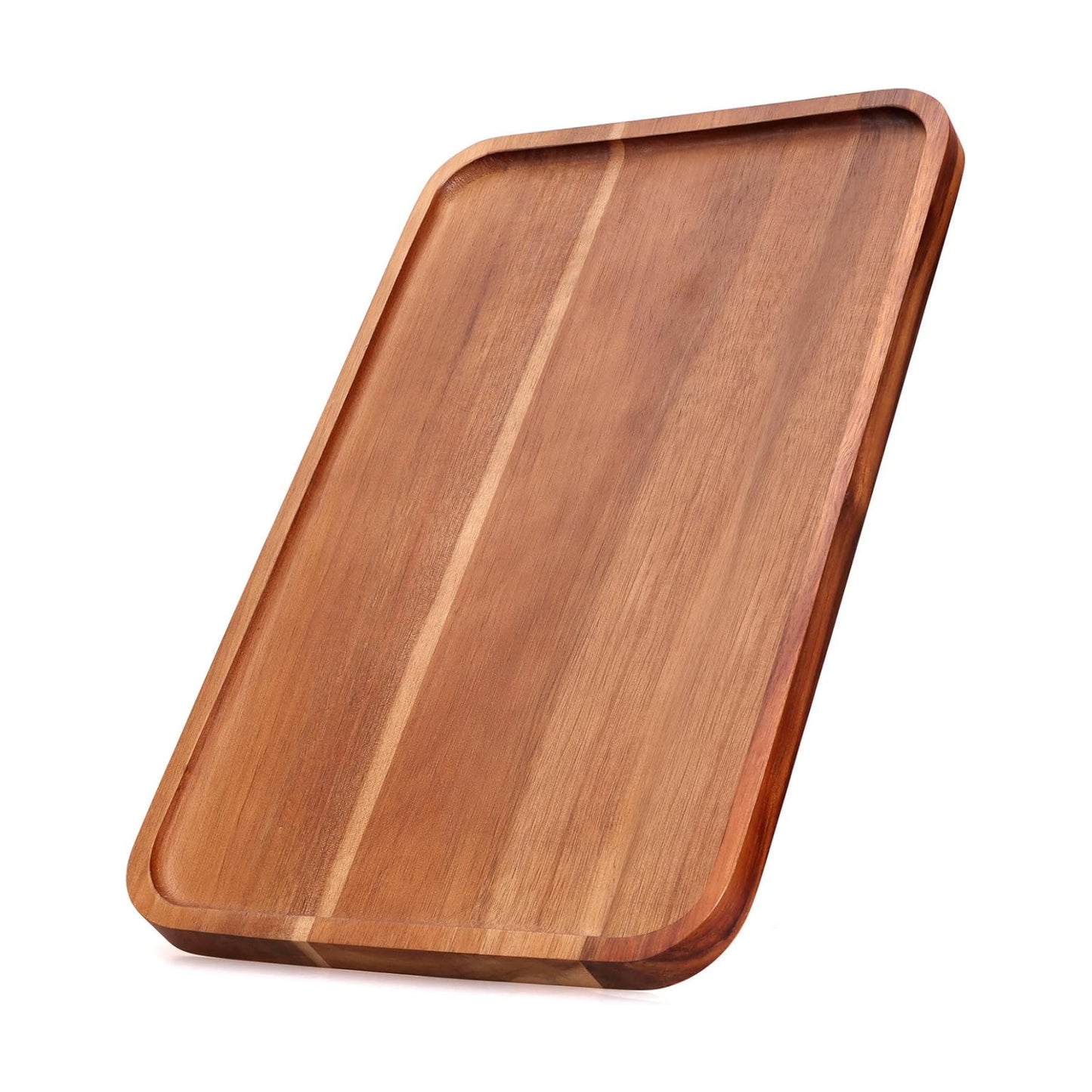 Large Wood Serving Trays Decor Long Charcuterie Cheese Boards Acacia Rectangle / 14 x 10 x 0.8