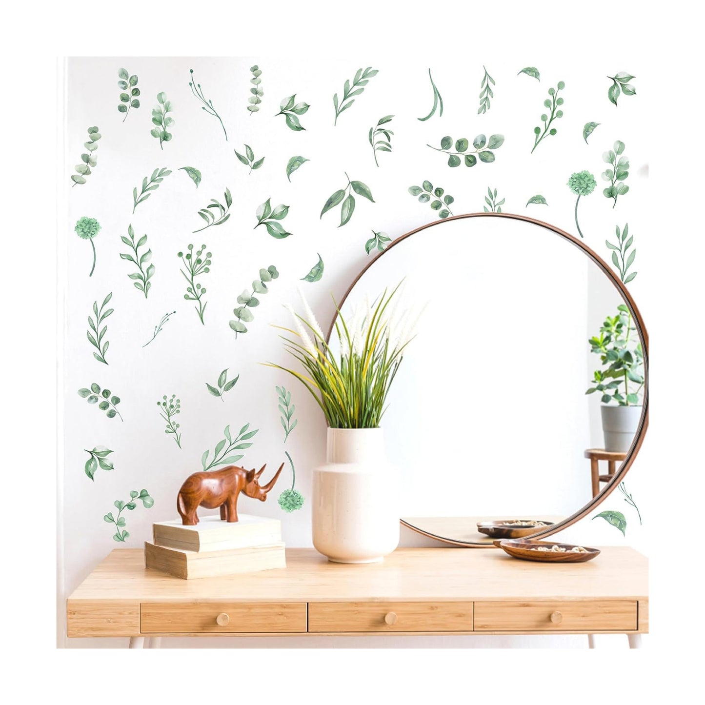 Leaves Wall Stickers Boho Leaves Wall Decals Watercolor Botanical Modern Wall / Leaf / Green