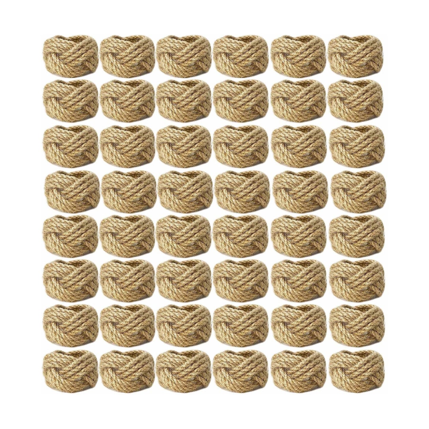 WINGFISH Woven Napkin Rings Set of 50 Farmhouse Burlap Jute Napkin Rings Bulk for Dinning Table, Nautical Napkin Ring