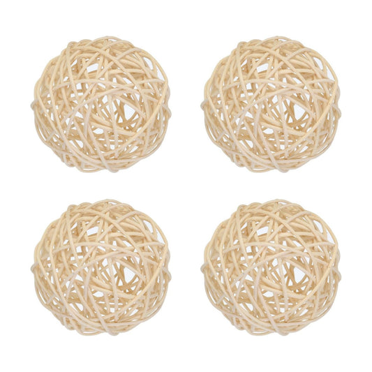 Wicker Rattan Balls Rattan Decorative Balls for Centerpiece Bowls / Natural / 3.9 Inch / Set of 4