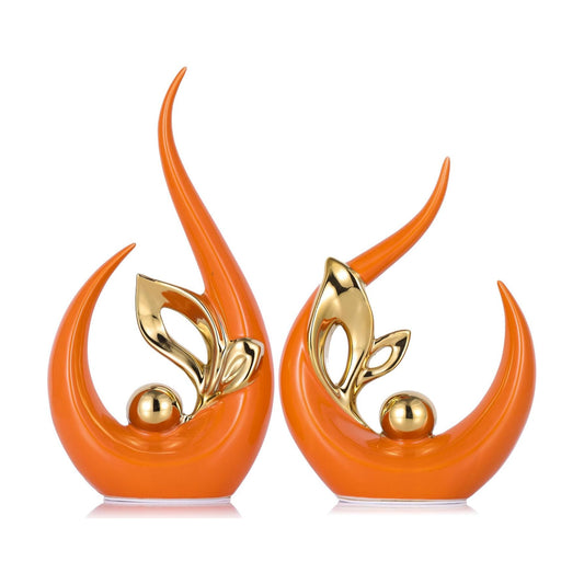 Burnt Gold Ceramic Statues / Orange