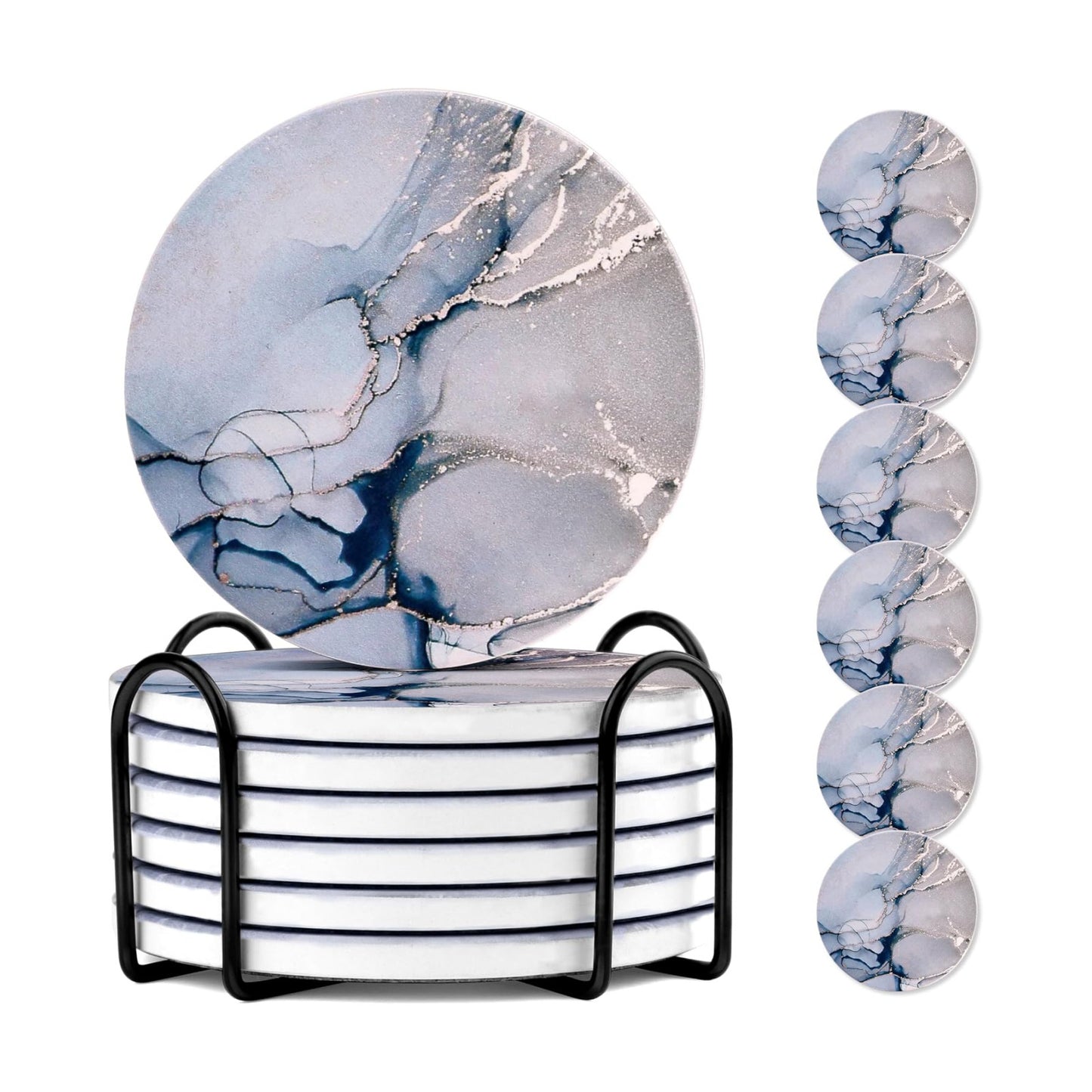 Crystal Ceramic Marble / C19 / Blue / 4 Inch / Set of 6
