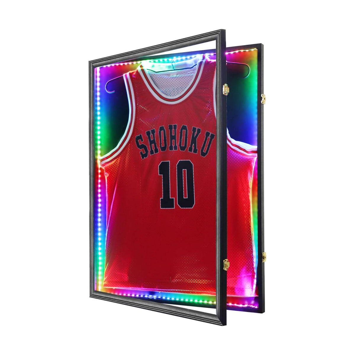 Grintus Jersey Frame Display Case, Black LED Display Box for All Jerseys,1P | Wall Mount, Black Display Box, Golden