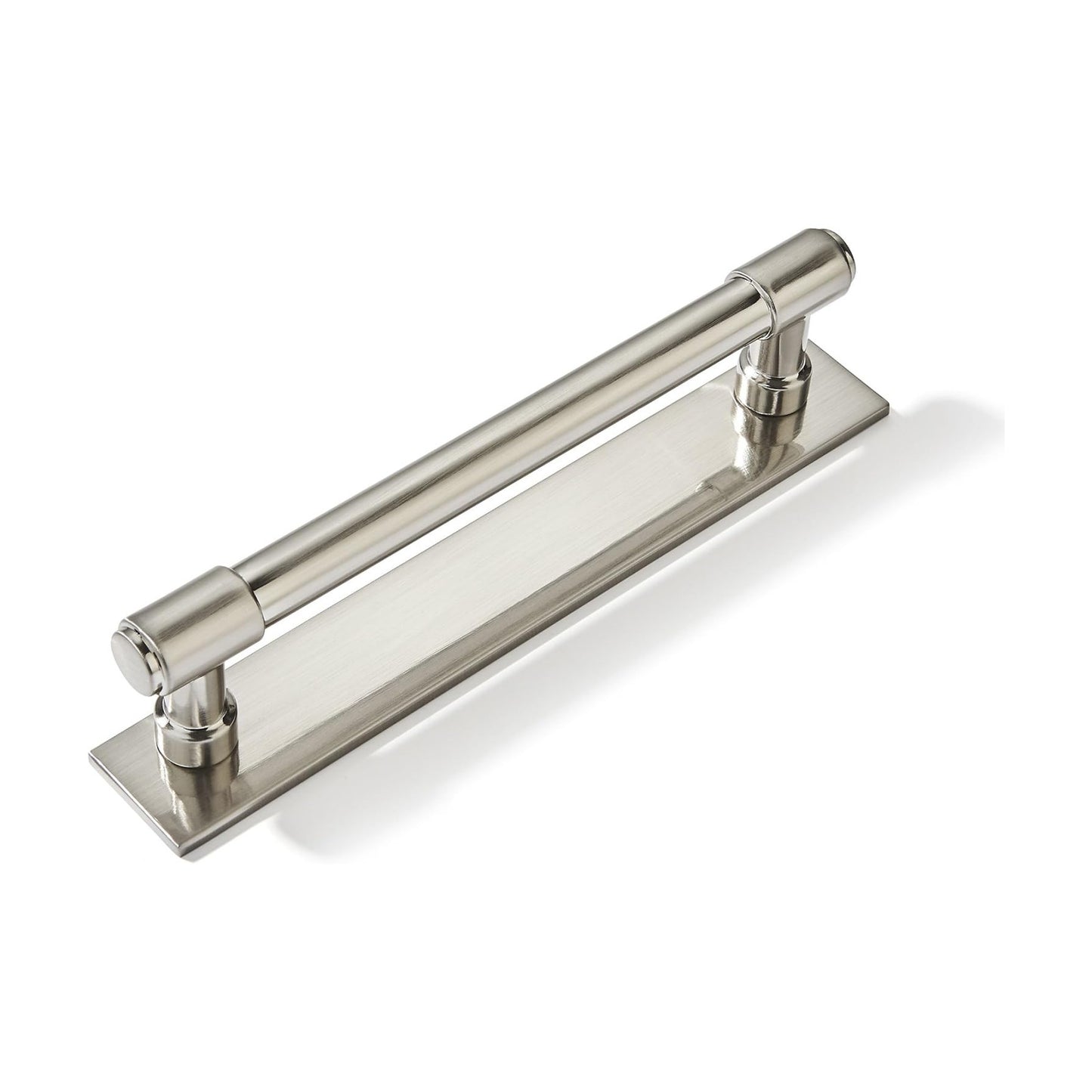 5 Pack 5 inch (128 mm) Center to Center Brushed Satin Nickel Cabinet Pull Backplate with Base Plate Zinc Solid Kitchen
