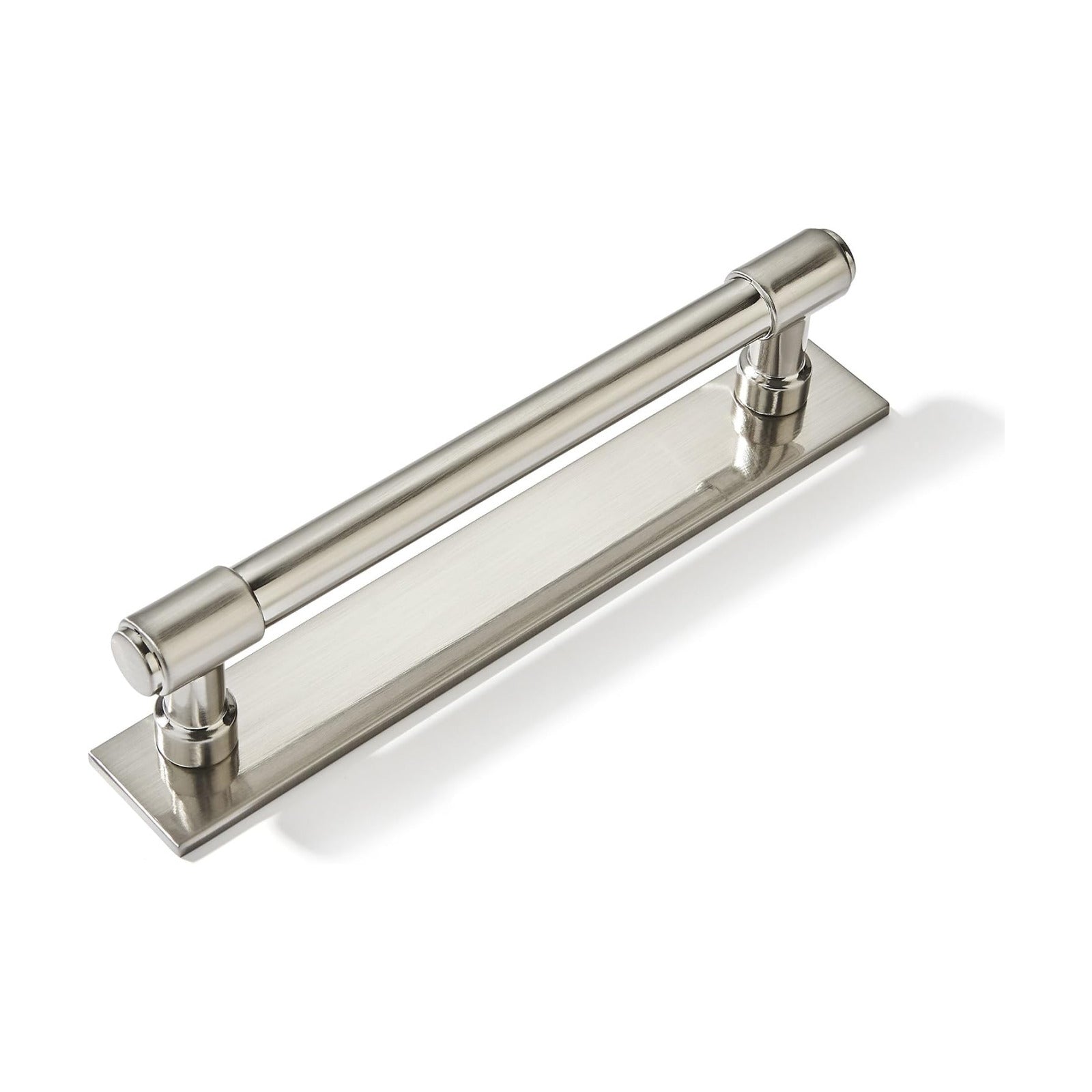 5 Pack 5 inch (128 mm) Center to Center Brushed Satin Nickel Cabinet Pull Backplate with Base Plate Zinc Solid Kitchen