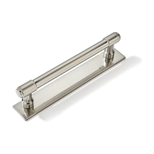 5 Pack 5 inch (128 mm) Center to Center Brushed Satin Nickel Cabinet Pull Backplate with Base Plate Zinc Solid Kitchen