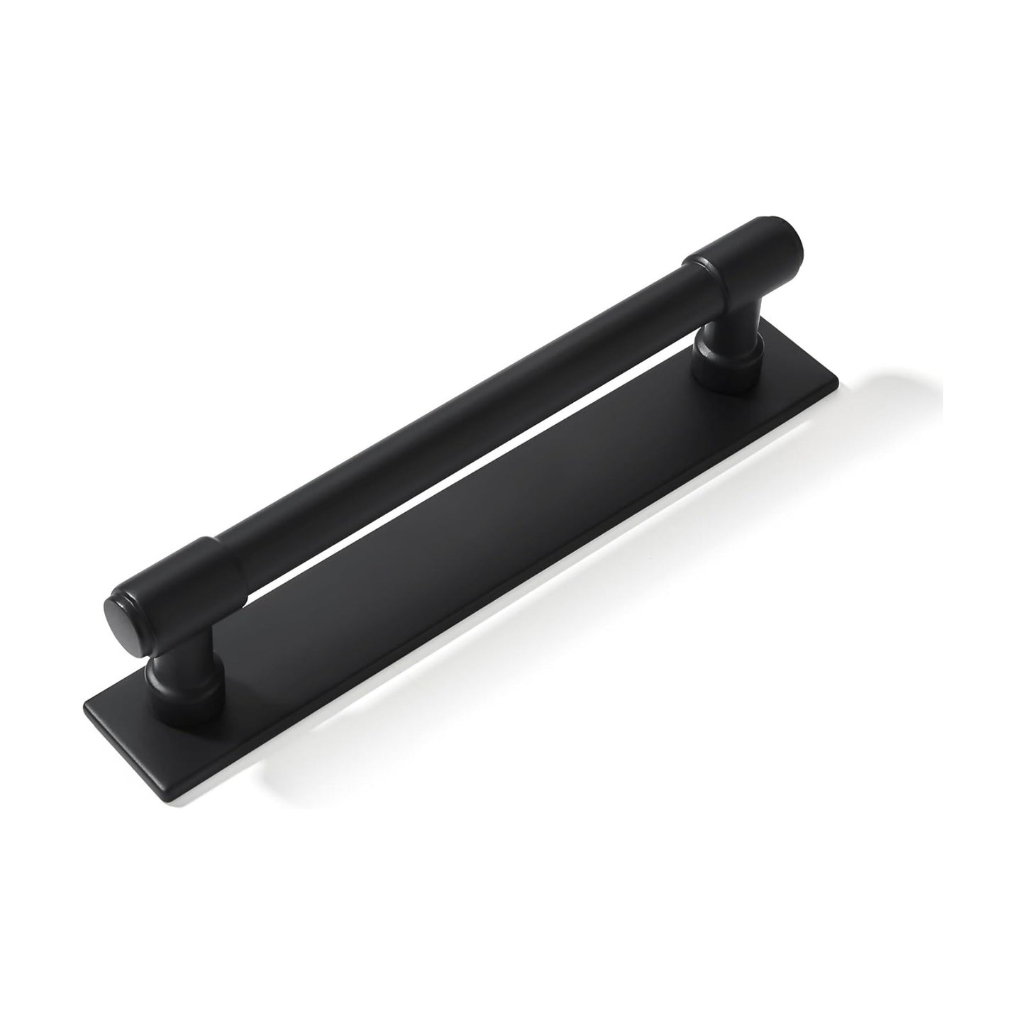 5 Pack 5 inch (128 mm) Center to Center Black Cabinet Pull Backplate with Base Plate Zinc Solid Matte Black Kitchen