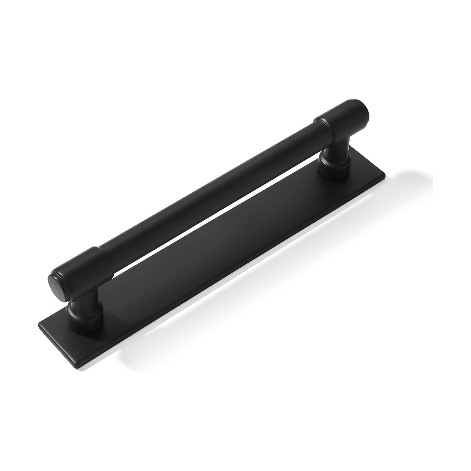5 Pack 5 inch (128 mm) Center to Center Black Cabinet Pull Backplate with Base Plate Zinc Solid Matte Black Kitchen