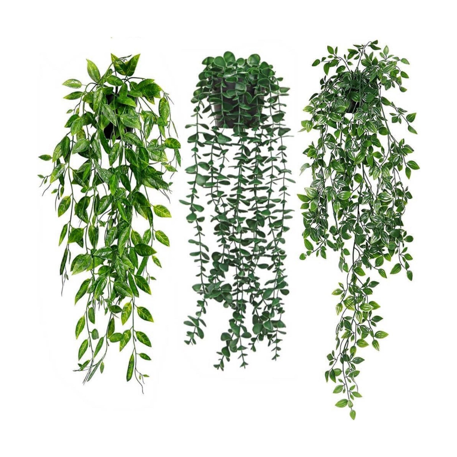 Fake Plants Artificial Indoor Faux Hanging Plants Greenery Eucalyptus Décor / Green / Set of 3