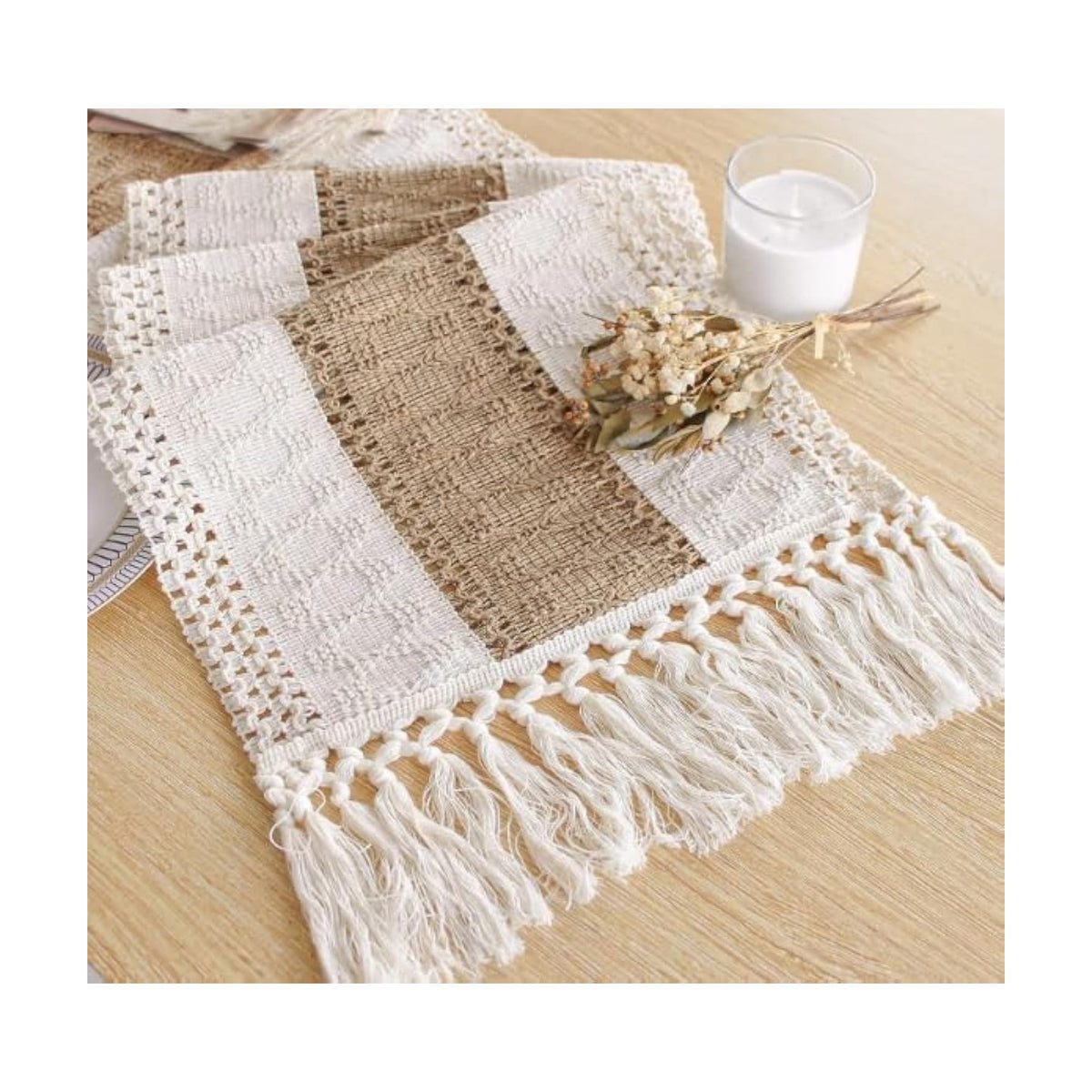 FEXIA Boho Table Runner for Fall Home Decor 12x90 Rustic with Tassels