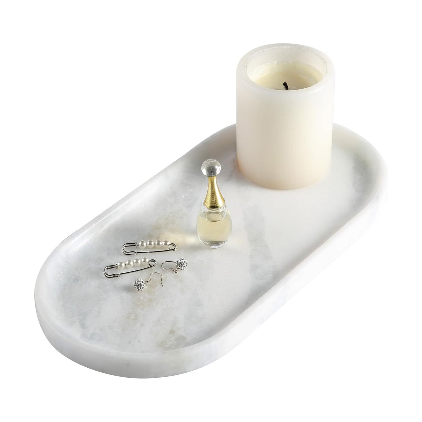 Candles / Countertop Organizer / White Marble-namib Fantasy / 12 x 6 x 0.8