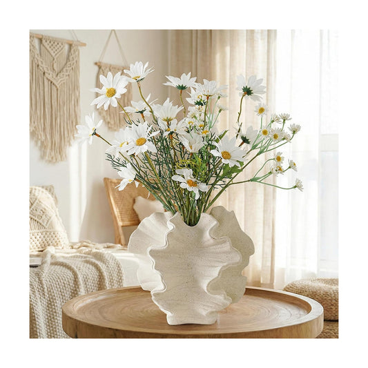 Ceramic Vase / Coral Design Decorative Vase for Pampas Grass Dried Flowers / Cream