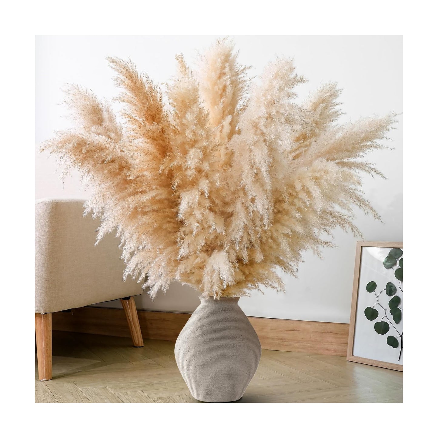 10 PCS 40" Tall Pampas Grass Stems in Natural Beige, Add a Boho Touch to Your Space—Pompas Grass Ideal for Floral