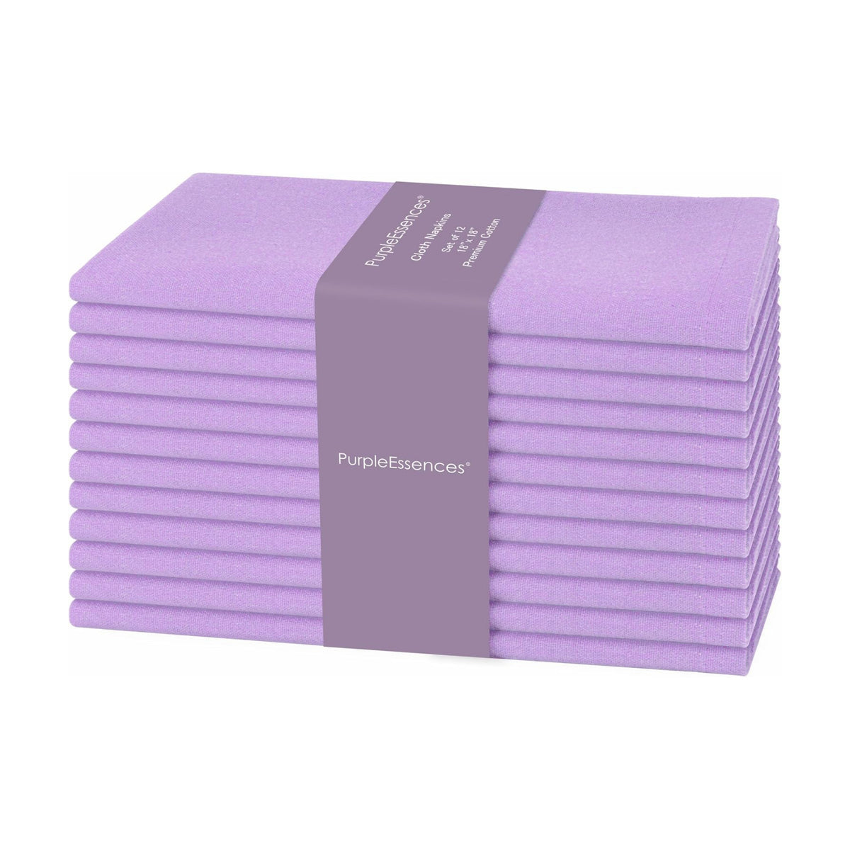 PurpleEssences Cloth Dinner Napkins 18x18 in Set of 12 - Lavender